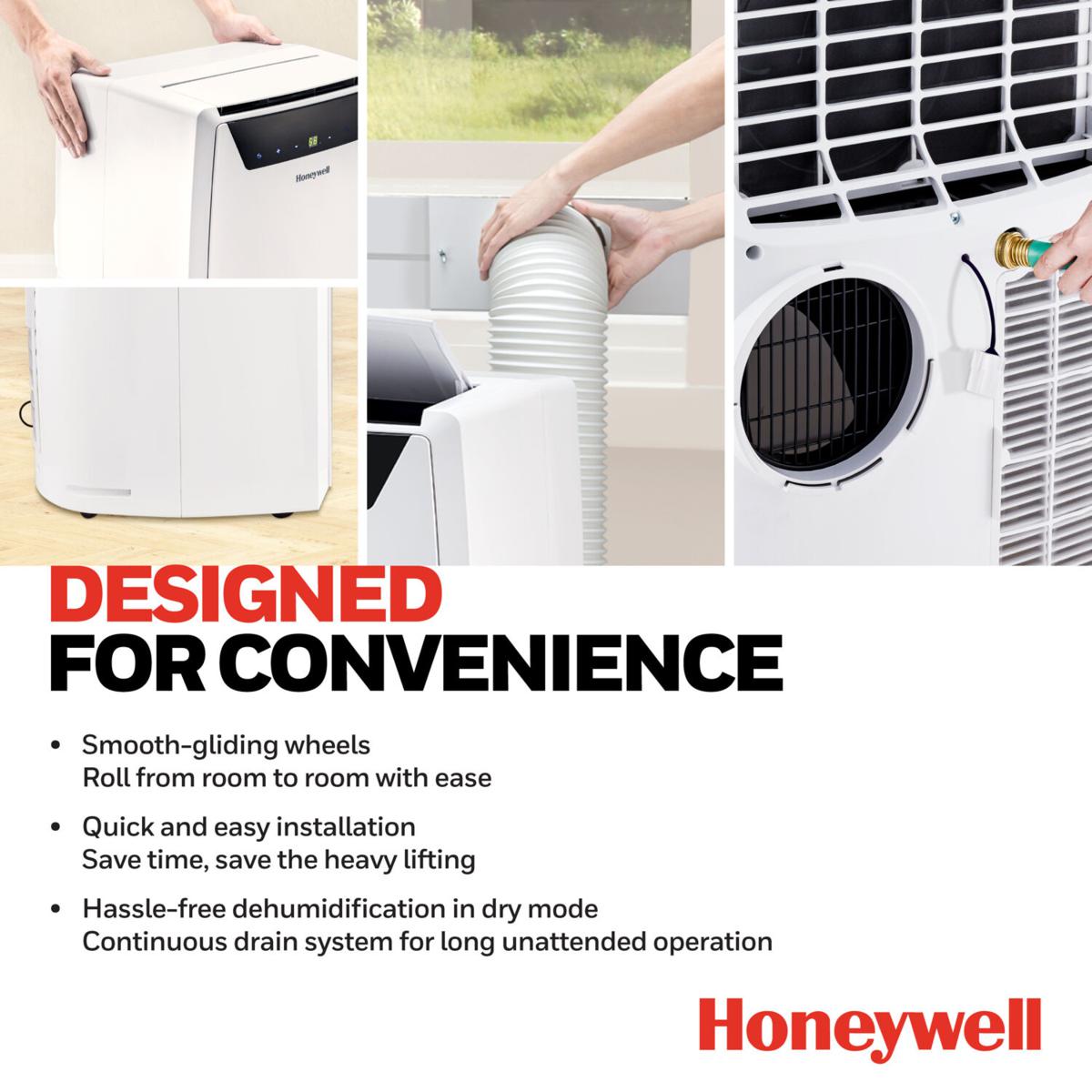 Honeywell 14,000 BTU White Portable Air Conditioner, Dehumidifier & Fan