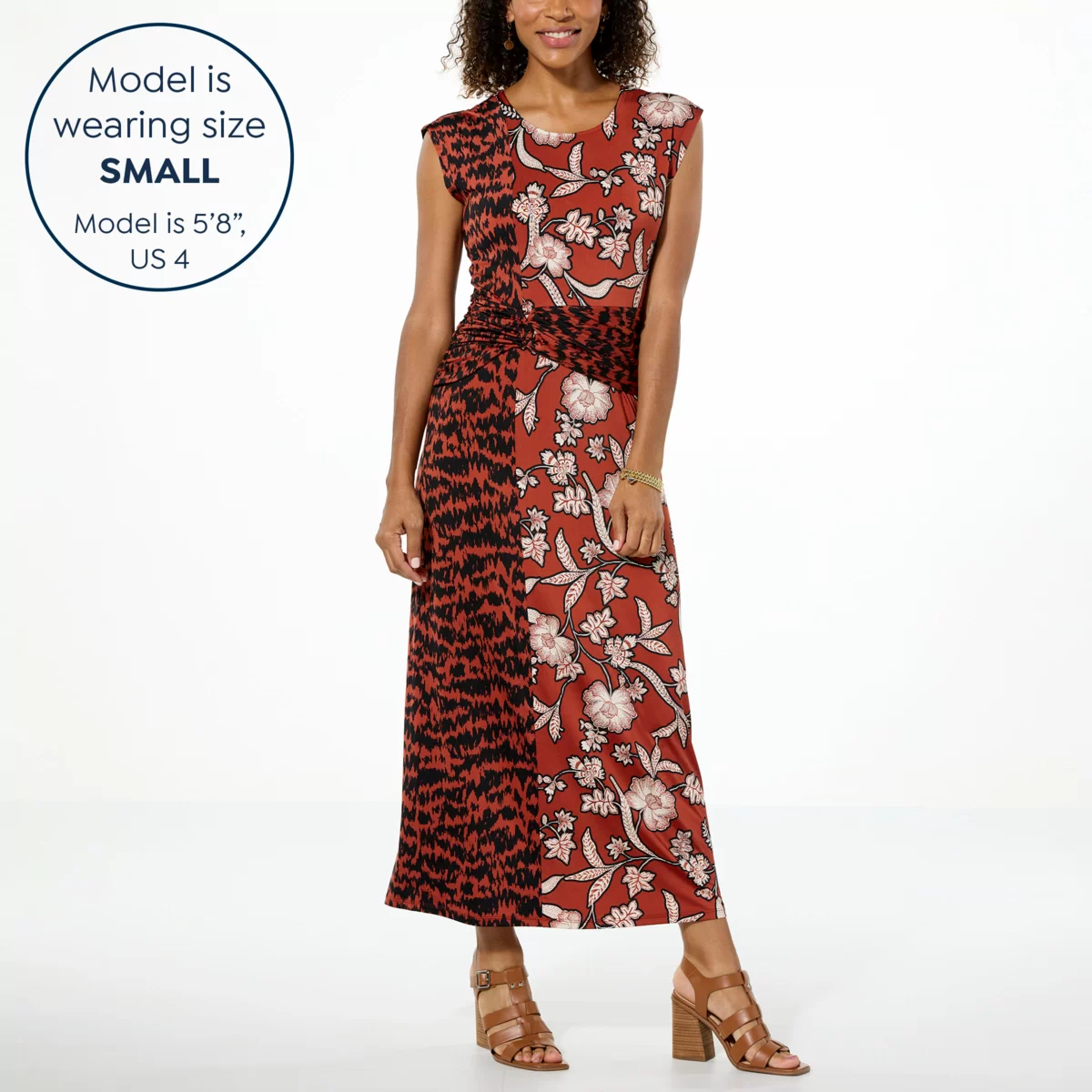 IMAN Global Chic Cap Draped Detail Midi Dress - 22506072 | HSN