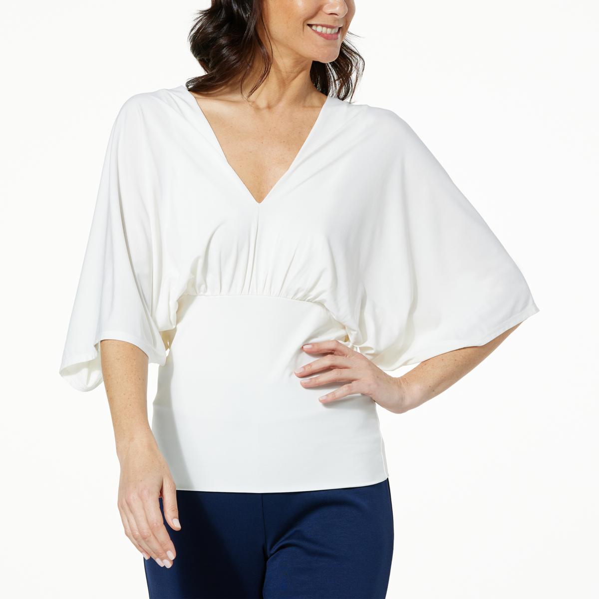 IMAN Global Chic Drape Knit Dolman Sleeve Top