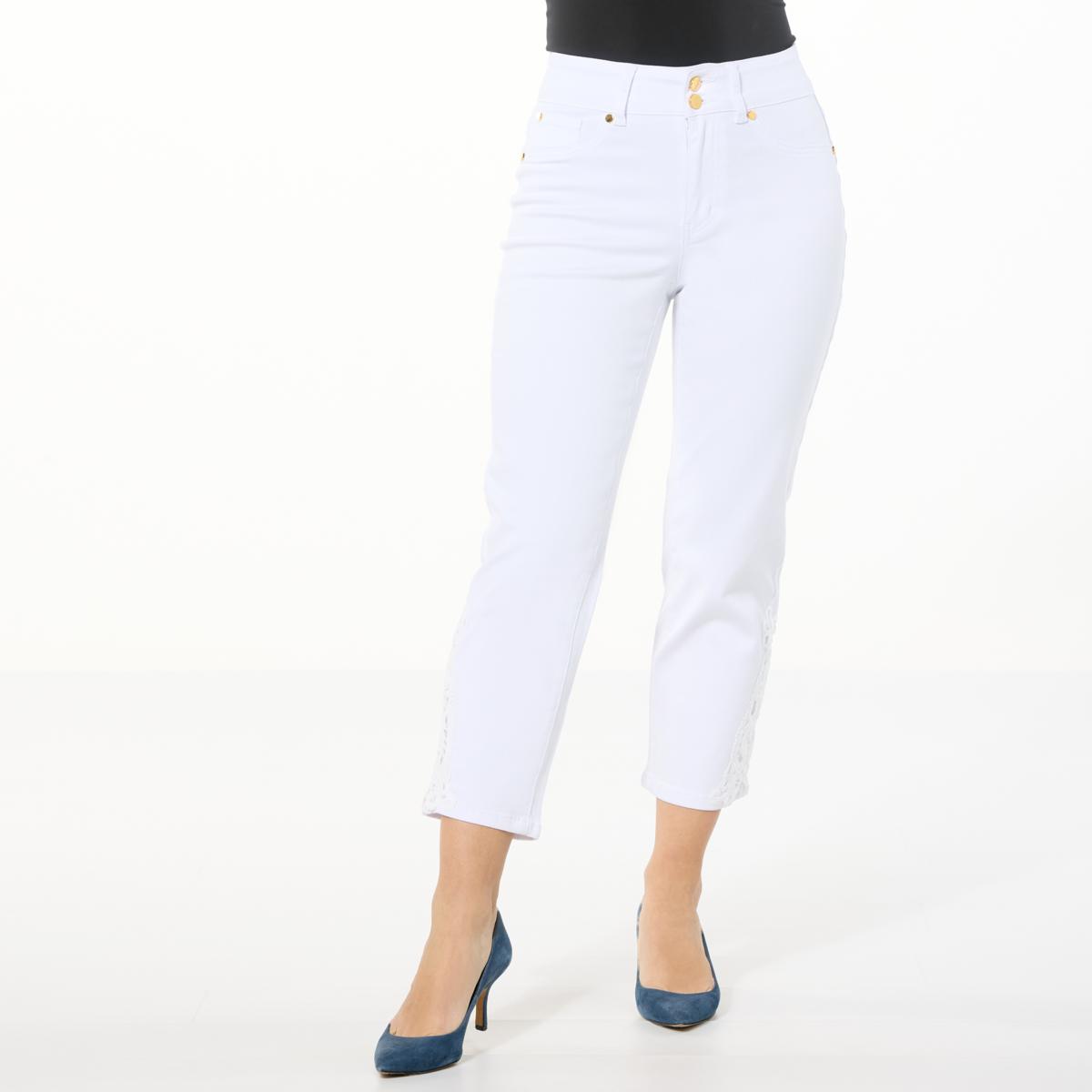 IMAN Global Chic Embroidered Cropped Skinny Jean - 23418694
