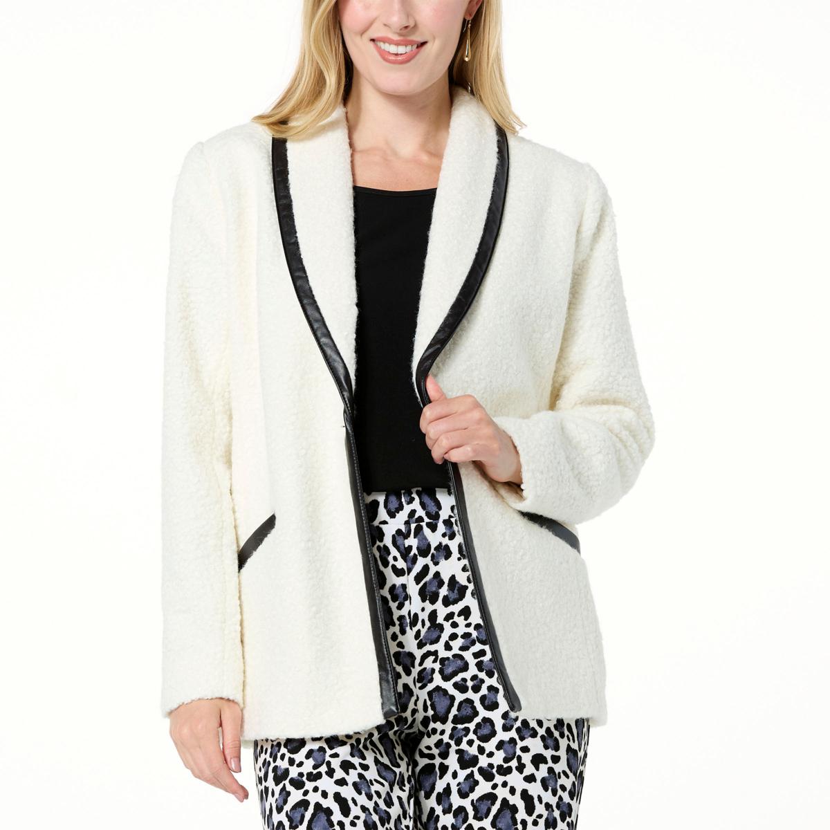 IMAN Global Chic Faux Leather Trimmed Blazer - 20896174 | HSN