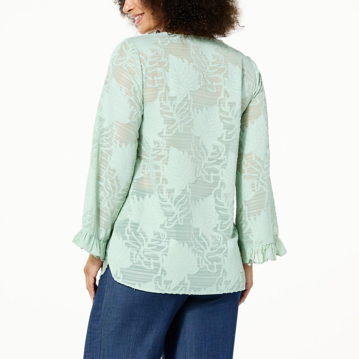 IMAN Global Chic Printed Ruffle-Front Blouse - 20719765