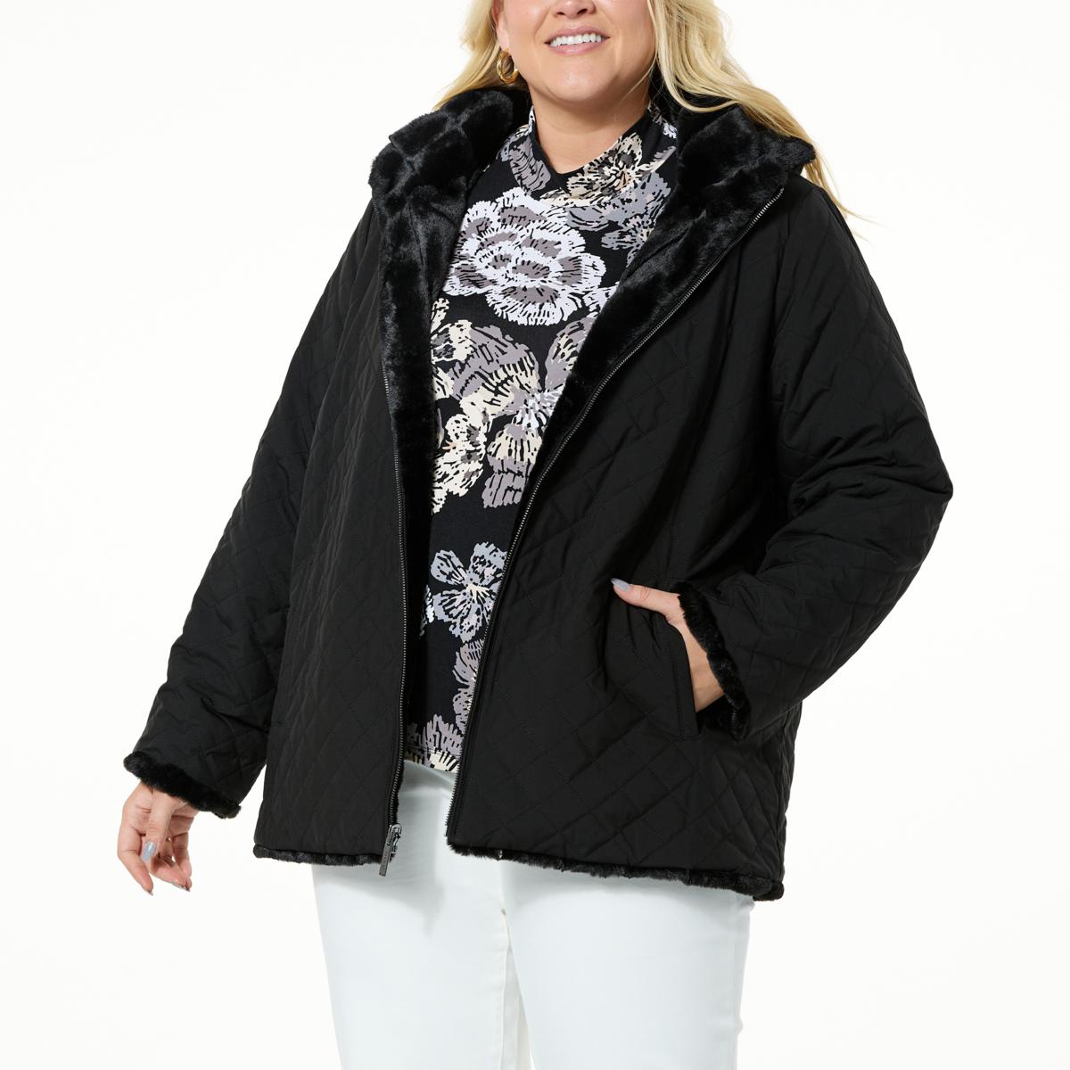 IMAN Global Chic Reversible Faux Fur/Quilted Jacket - 1872079 | HSN