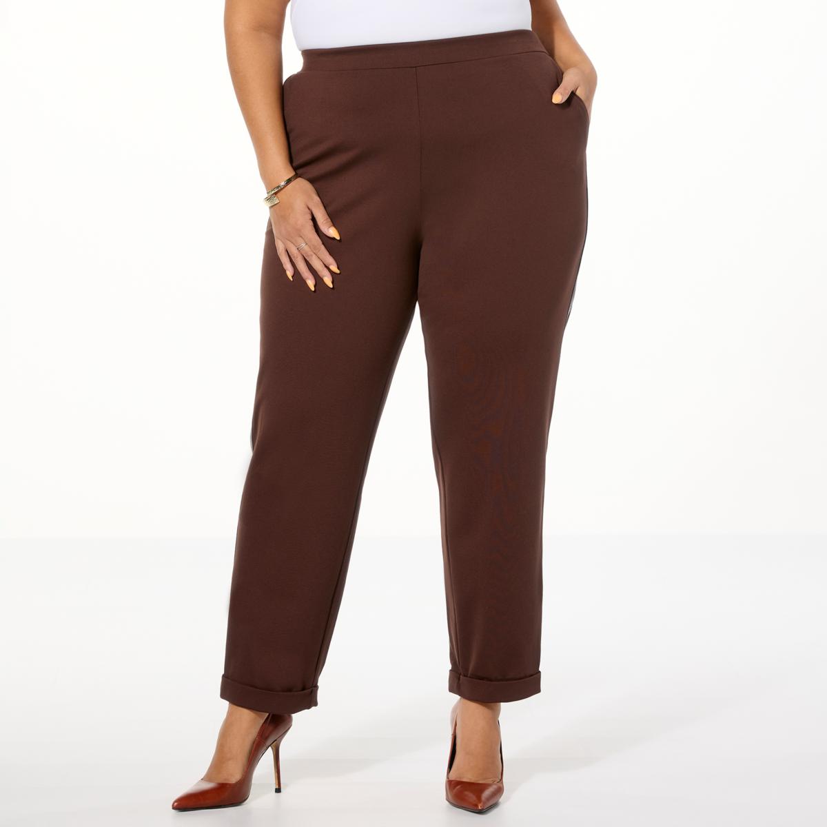 aymfllページ IMAN Global Chic Tapered Ponte Pant with Faux Leather Trim