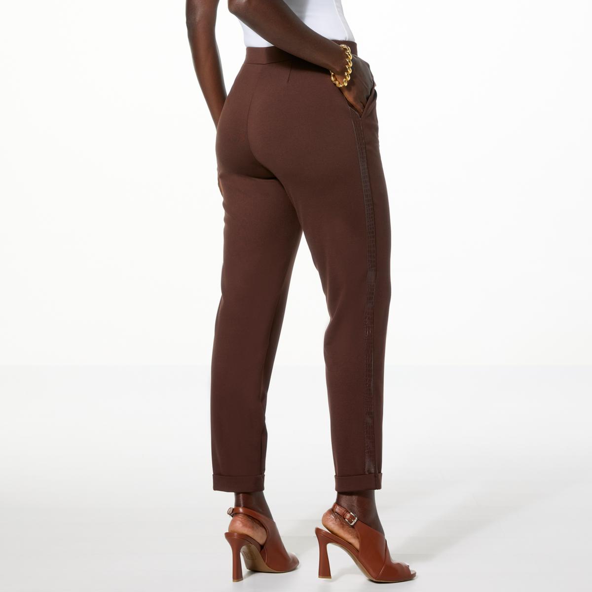 aymfllページ IMAN Global Chic Tapered Ponte Pant with Faux Leather Trim