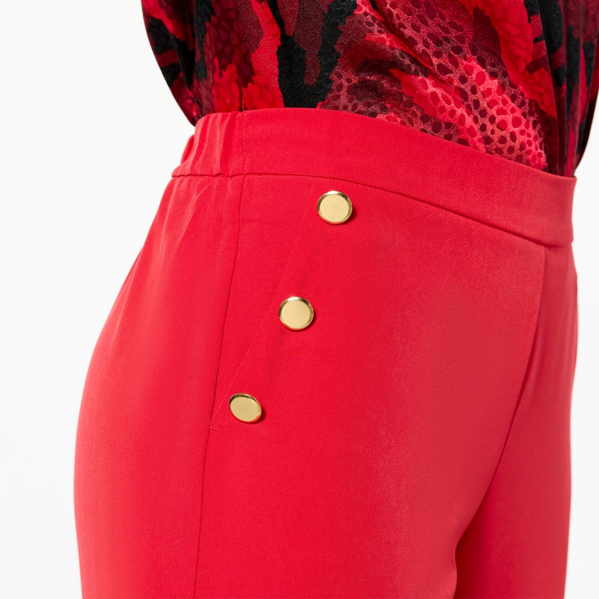 IMAN Global Chic Woven Wide-Leg Pant with Button Details