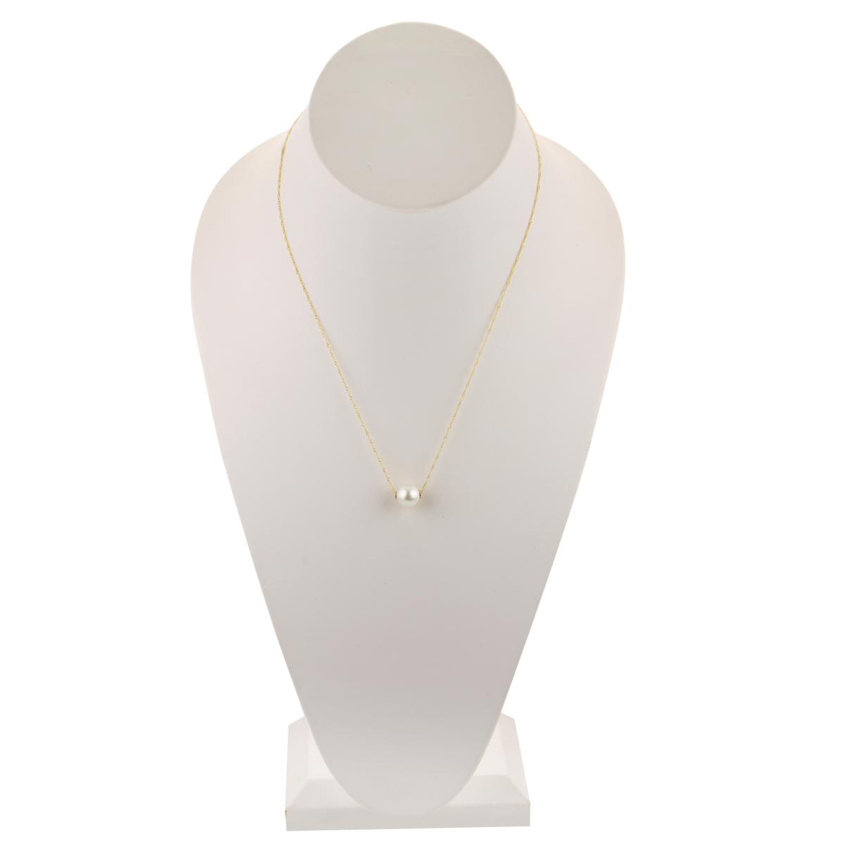 Single large white 10mm freshwater pearl on delicate 14k gold filled chain