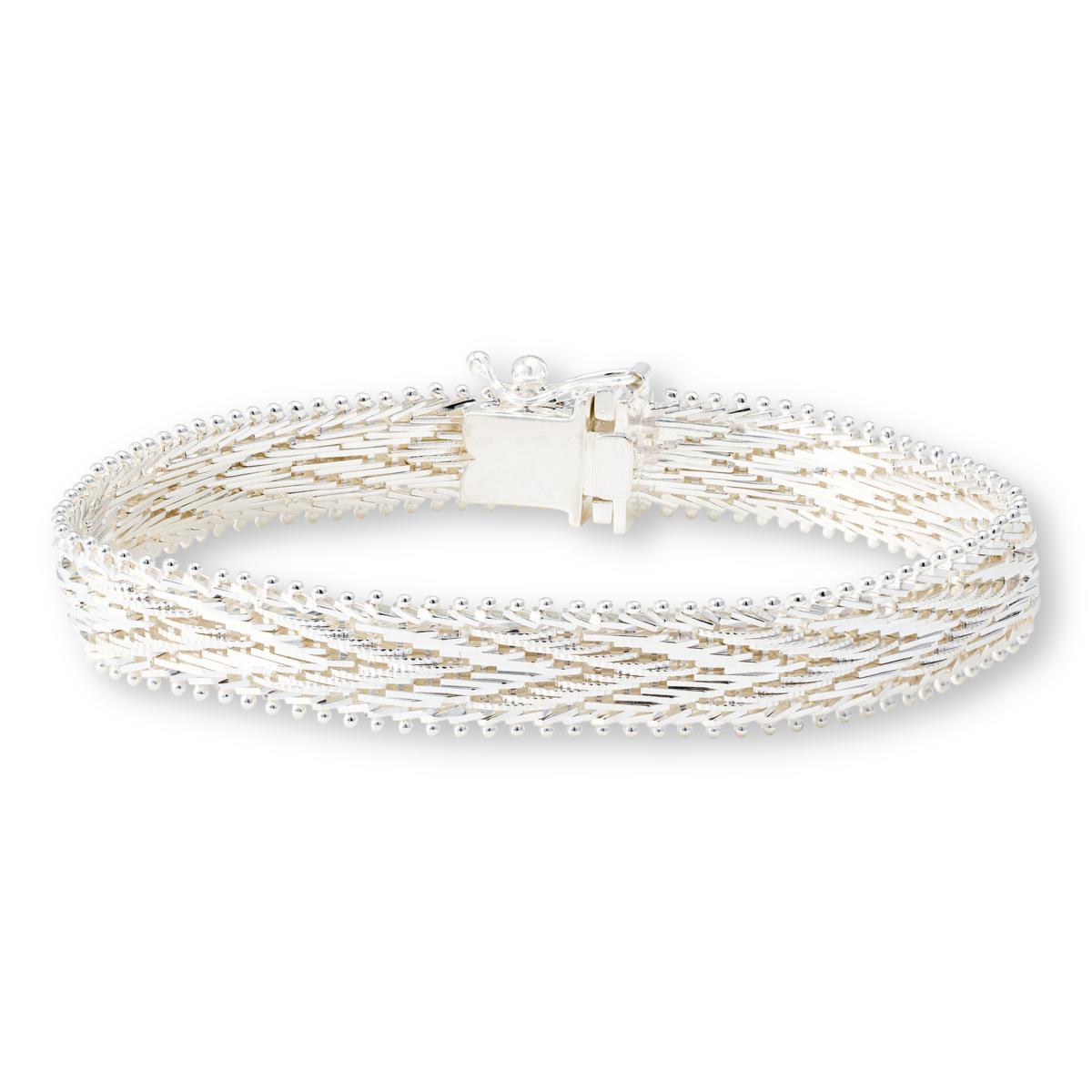 Imperial Silver Chevron Diamond-Cut Bracelet