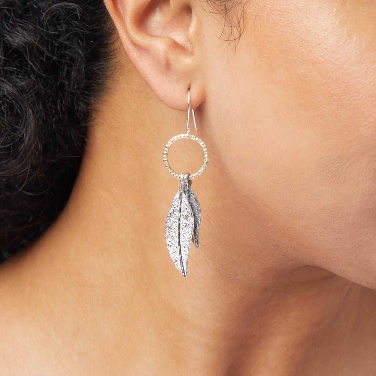 Designer CZ Feather Statement Earrings