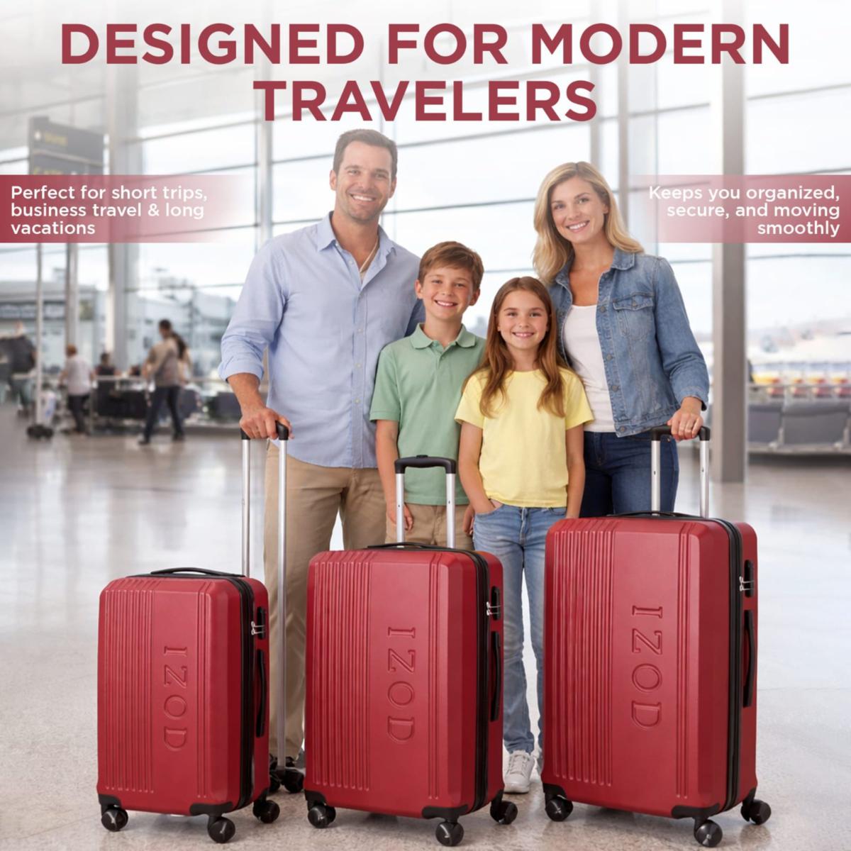 IZOD Zane 3pc Expandable Hardside Luggage Set with Spinner Wheels