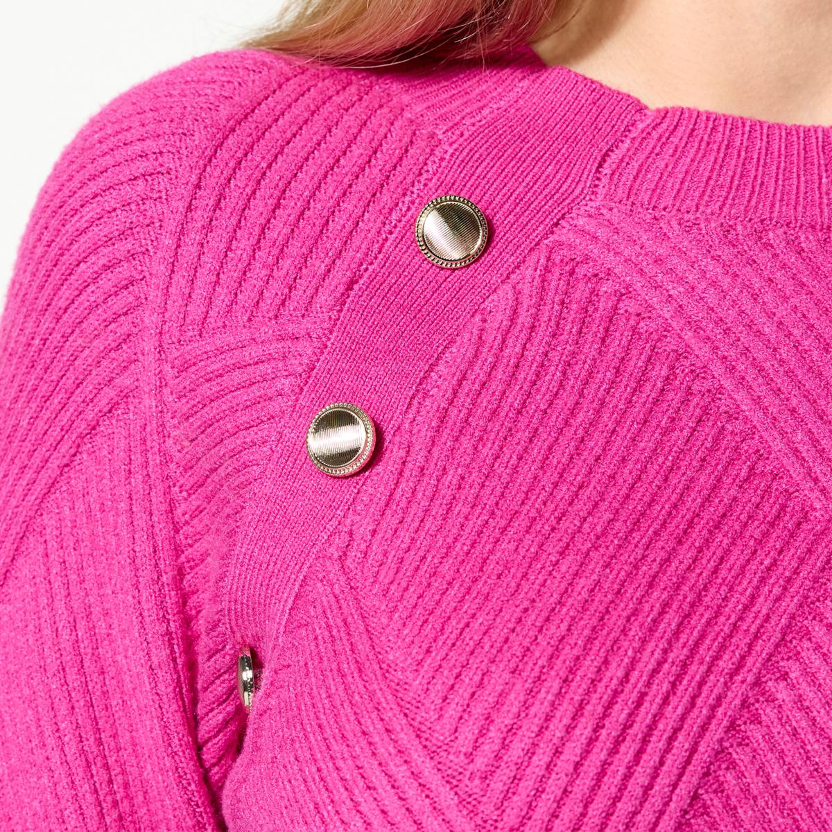 Jaclyn Smith Diamond Stitch Button Detail Pullover Sweater