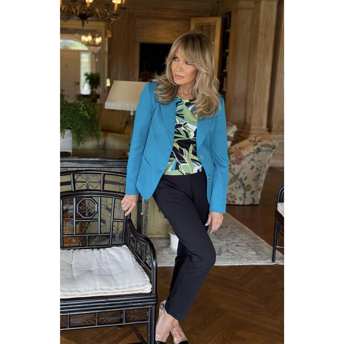 Jaclyn Smith Stretch Woven Buttoned Blazer - 23485920 | HSN