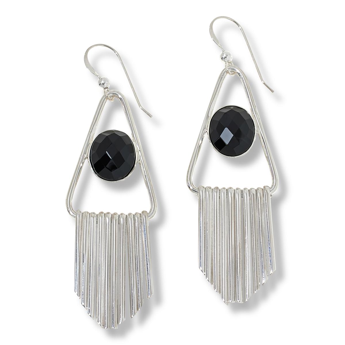 Jay King Black Chalcedony Sterling Silver Fringe Earrings - 23221491 | HSN