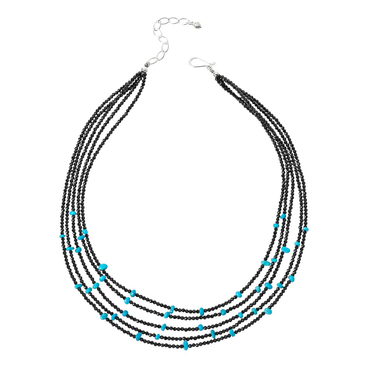 Jay King Black Spinel and Turquoise Bead 5-Strand Necklace - 22657060 | HSN