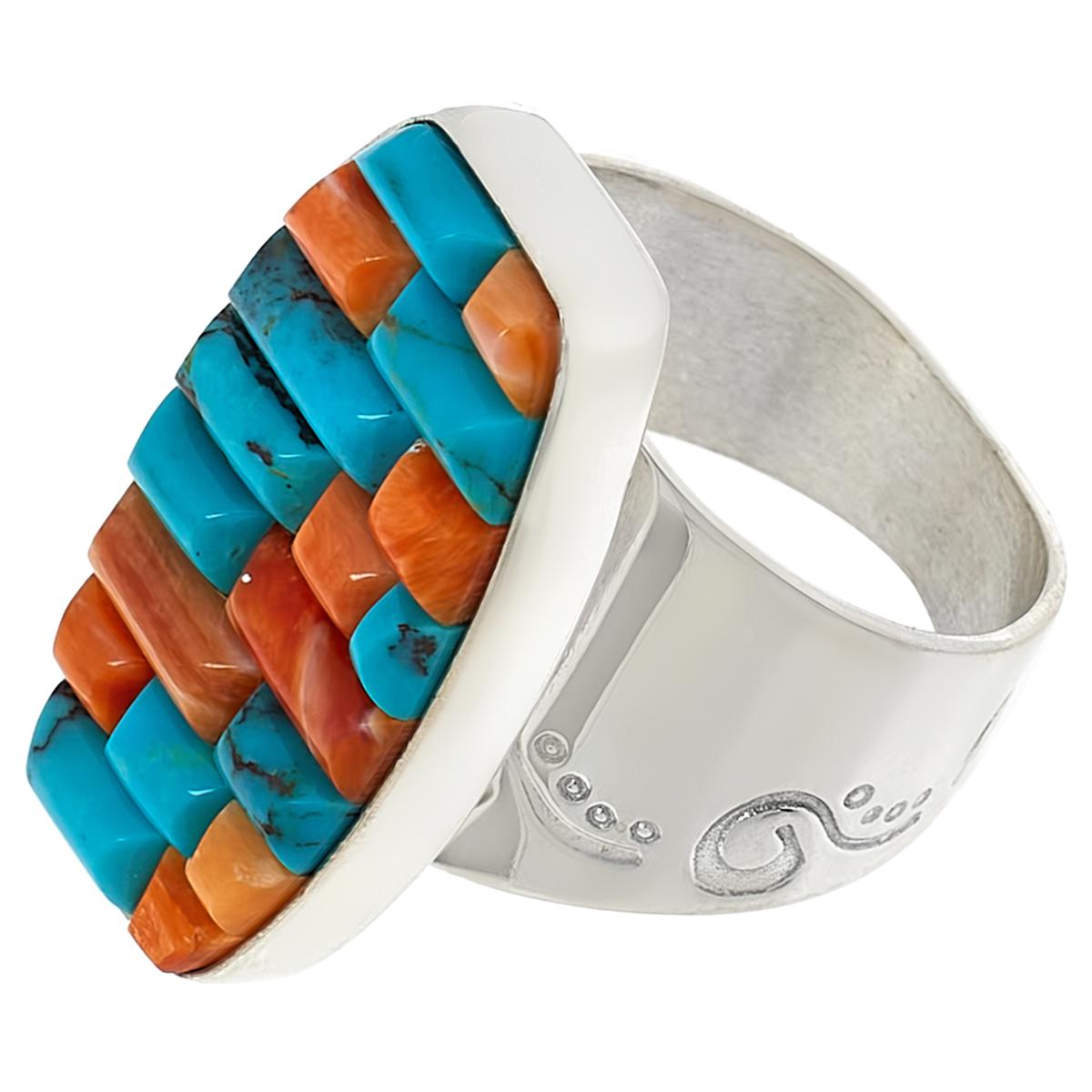 Jay King Spiny oyster & sleeping Beauty Turquoise cigar band Ring 6/7 outlet