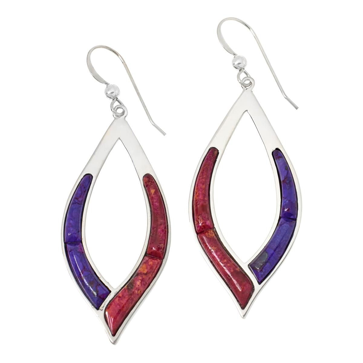 Jay King Majenta Coral Purple Turquoise Drop Earrings 21249876