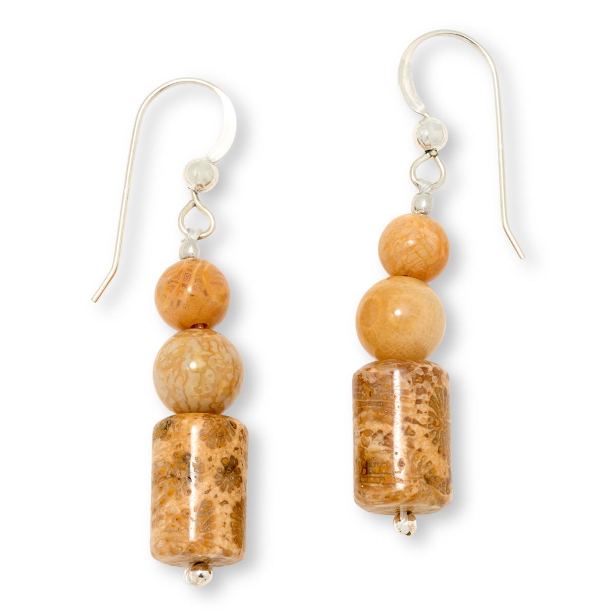 Jay King Multicolor Fossilized Coral Bead Drop Earrings