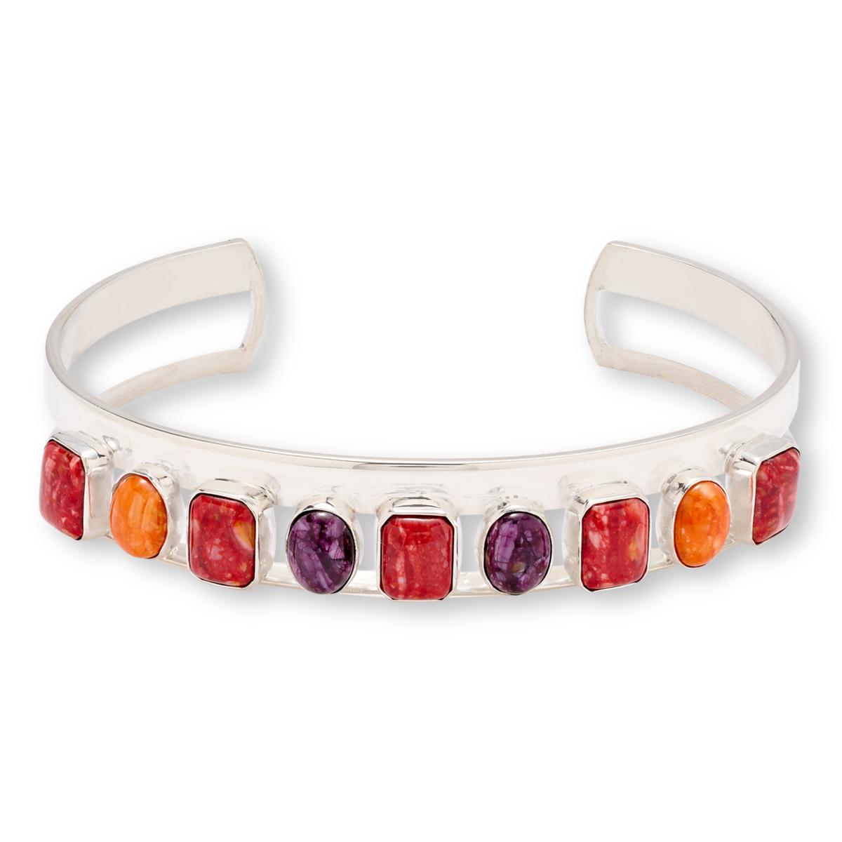 Jay King Multicolored Spiny Oyster Sterling Silver Cuff Bracelet 