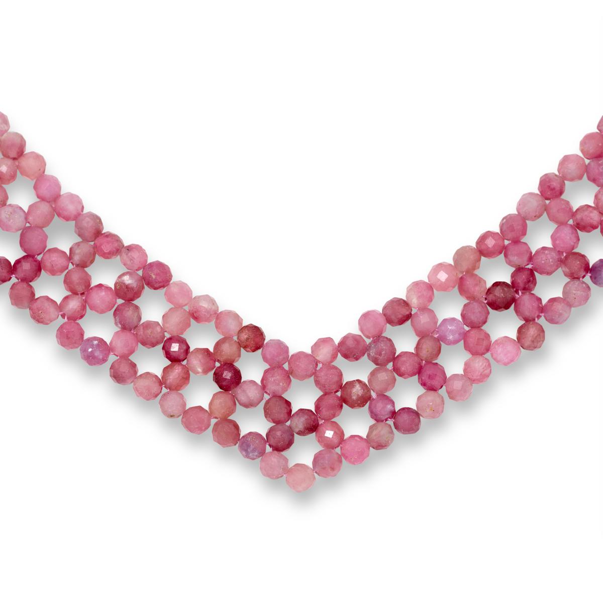 mnn♡ Jay King Pink Tourmaline Woven Bead Necklace | HSN