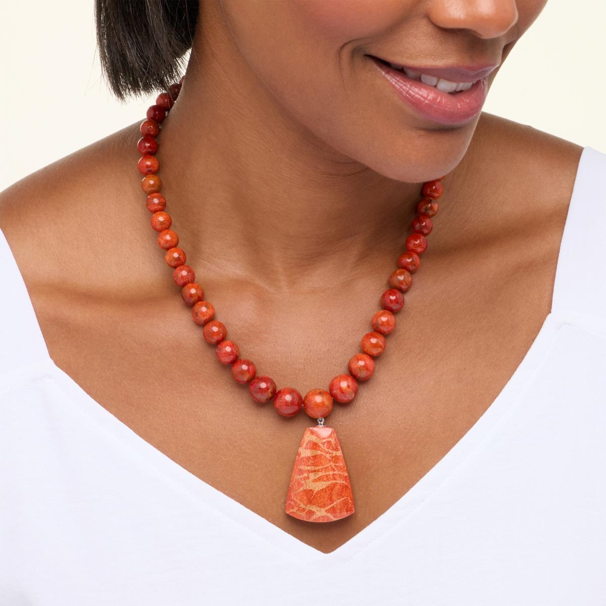 Four strand branch coral offers designer necklace and earrings