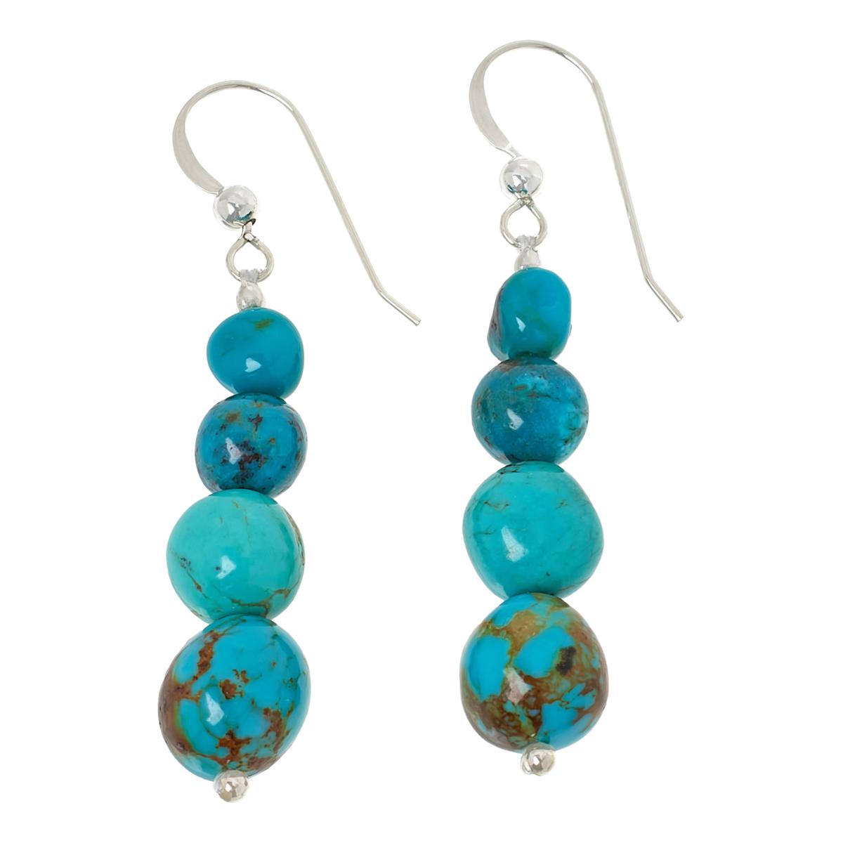 Goldtone Chain Drop Earrings with Reconstituted Turquoise Bead Drops Goldtone Chain Drop Earrings with Reconstituted Turquoise Bead Drops