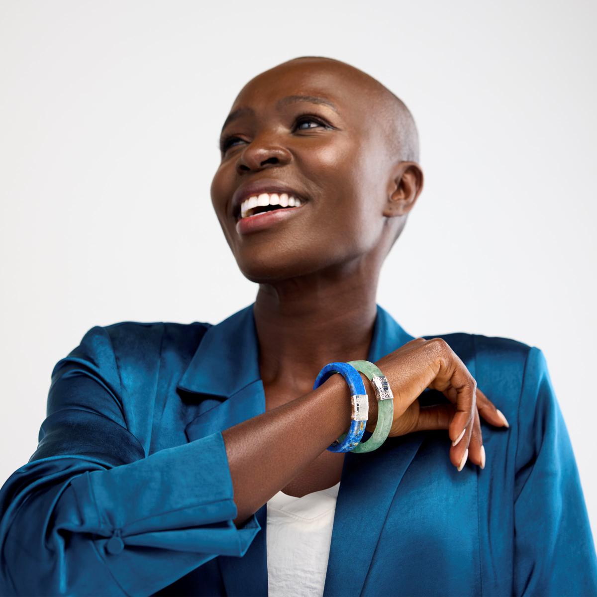 Jay King Sterling Silver Denim Lapis Hinged Bangle Bracelet | HSN