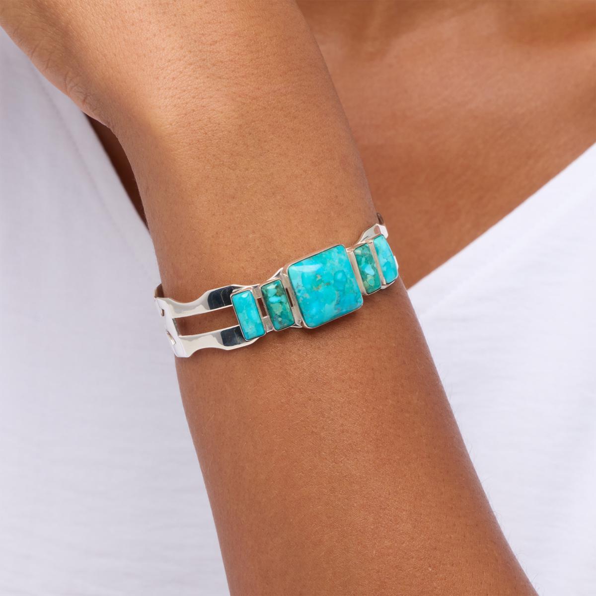 925 Sterling Silver Turquoise on sale Cuff Brace