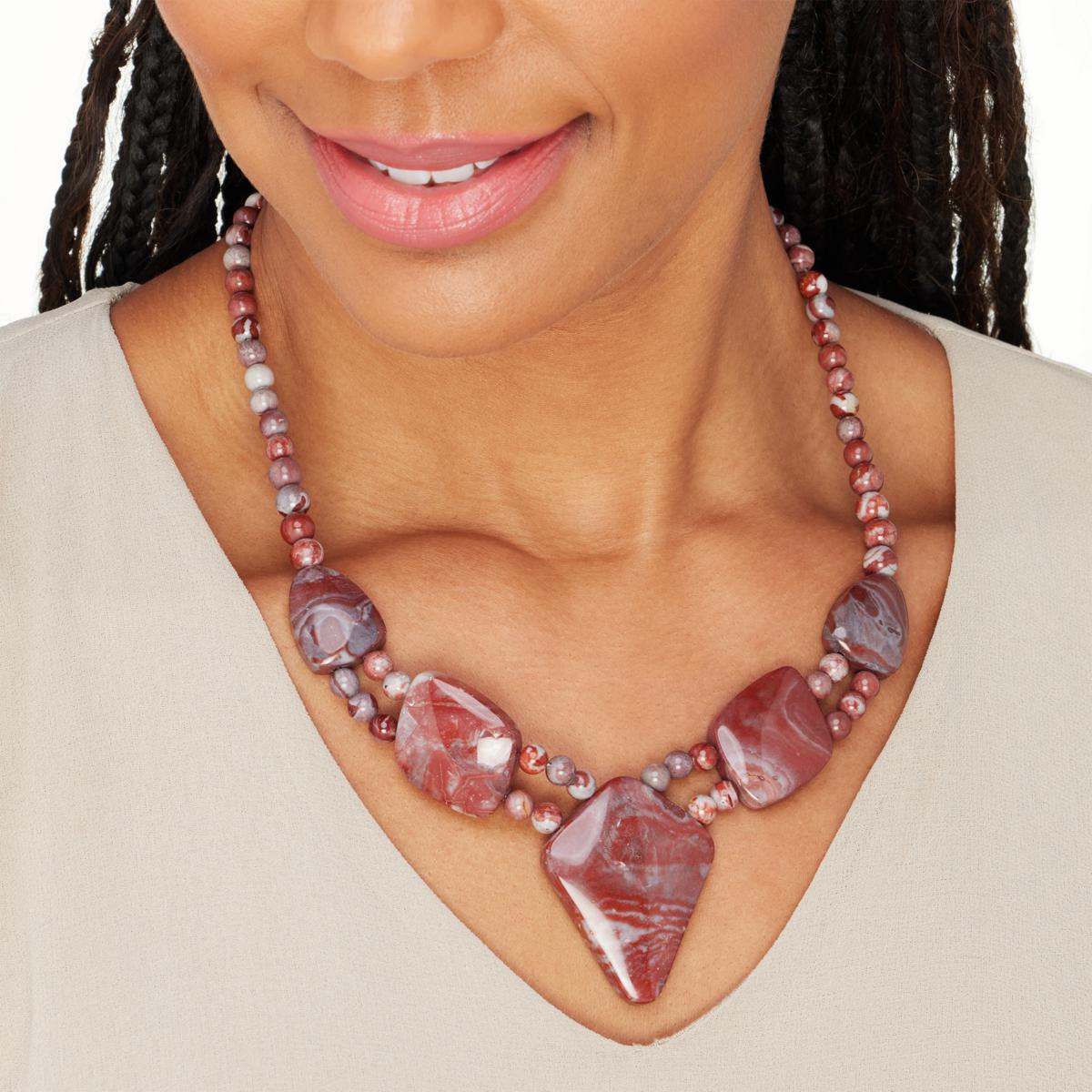 Jay King Sterling Silver Multicolor Crazy Lace Quartzite Necklace