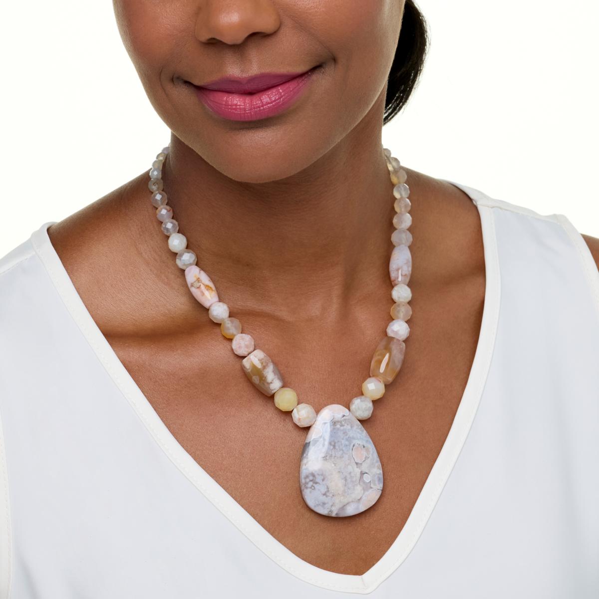 Jay King Sterling Silver Multicolor Sakura Chalcedony 18