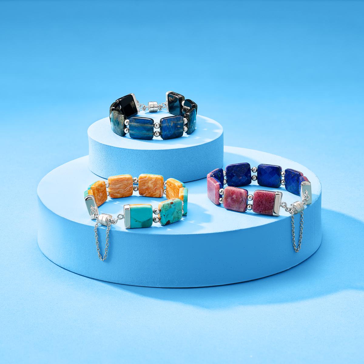 パワーストーン材 【jewelrypillow］2セット 925 Silver Color Station Bracelet. SKU: TB5282SVJAM | Gabriel & Co.