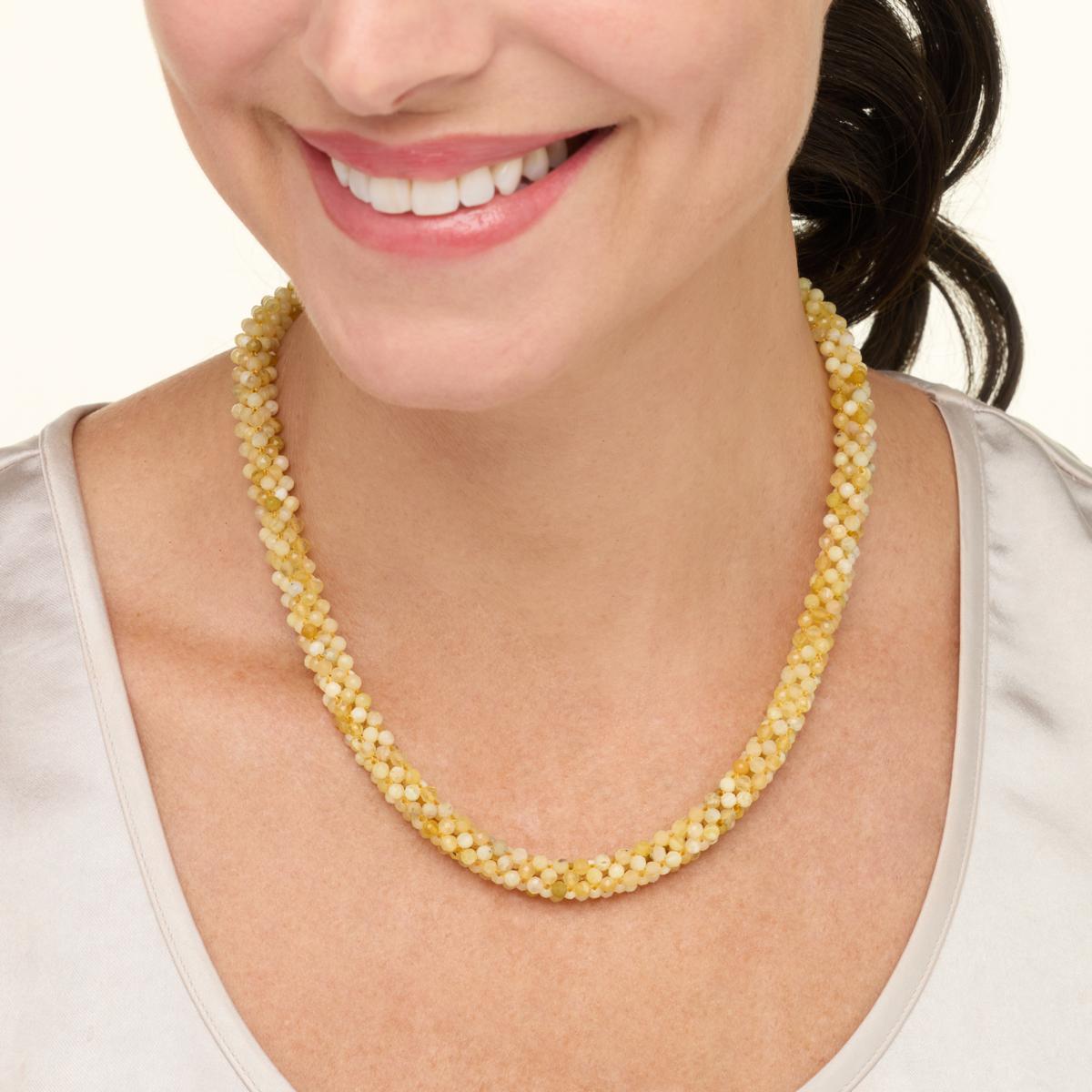 Jay King Yellow Opal Bead Woven Necklace | HSN