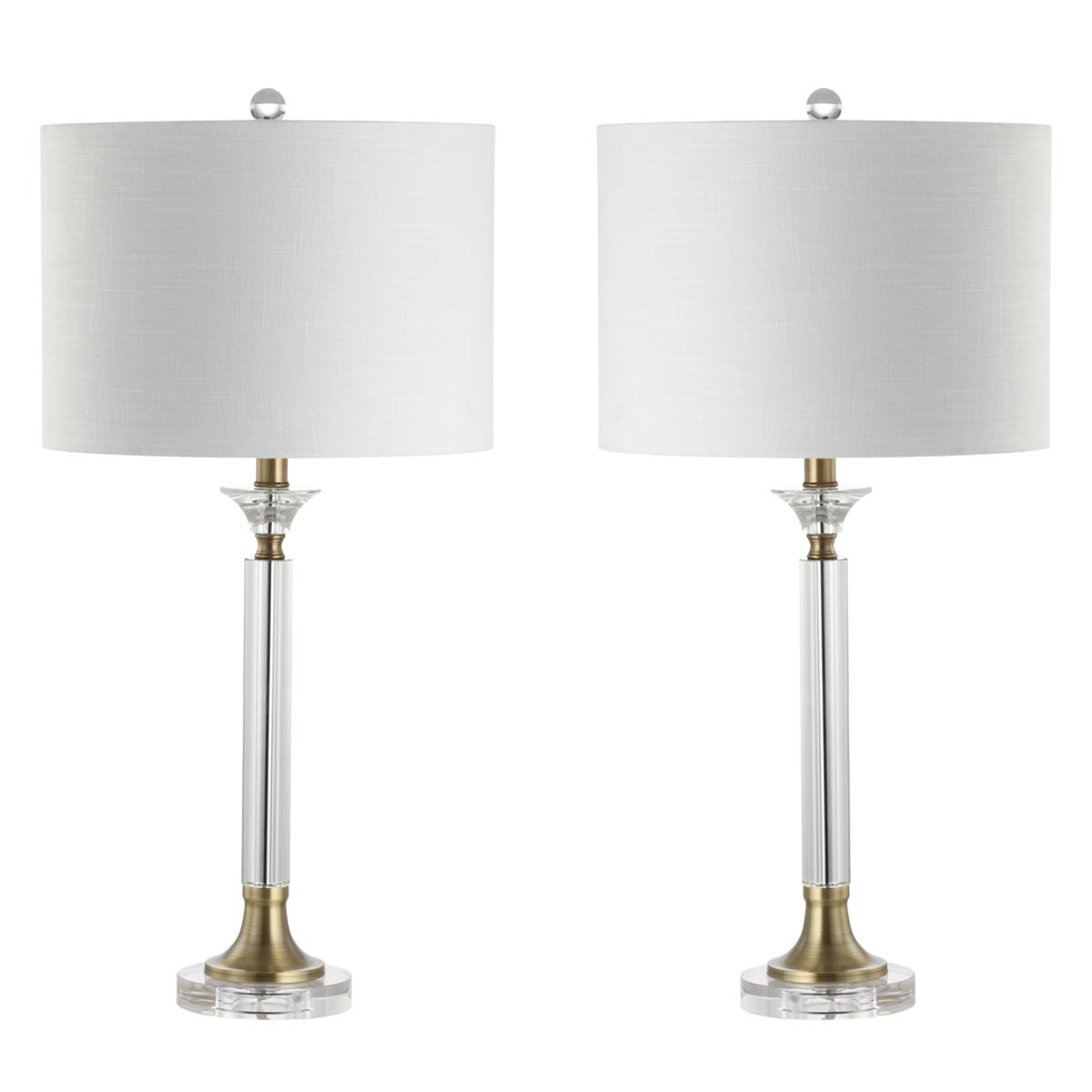 Claire 28.5 in. Crystal Table Lamp, Clear/Brass (Set of 2)