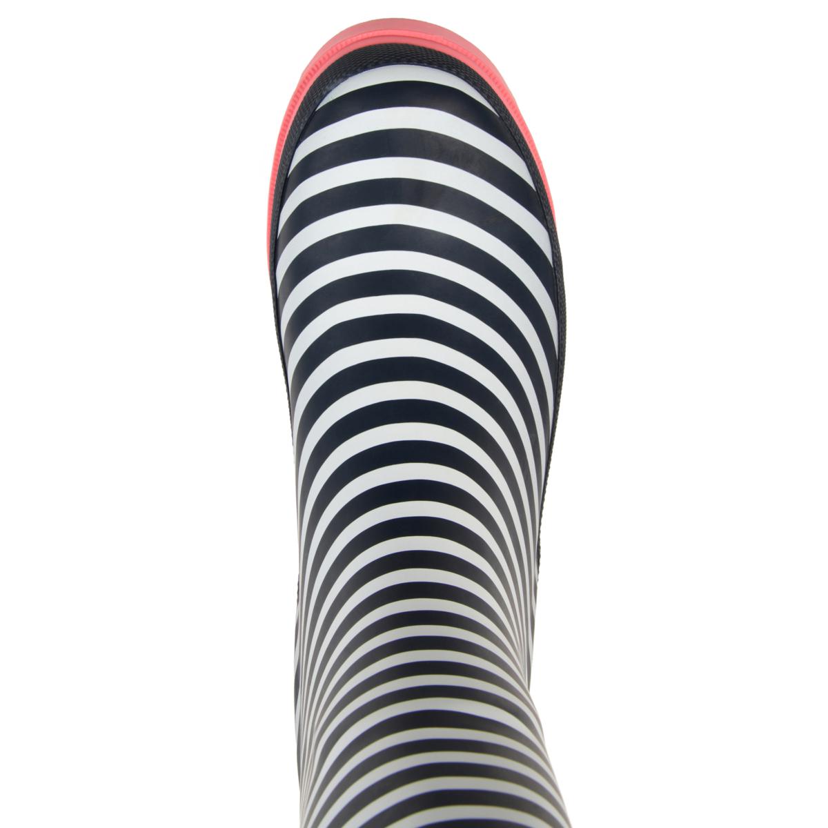 Black and white striped rain boots deals