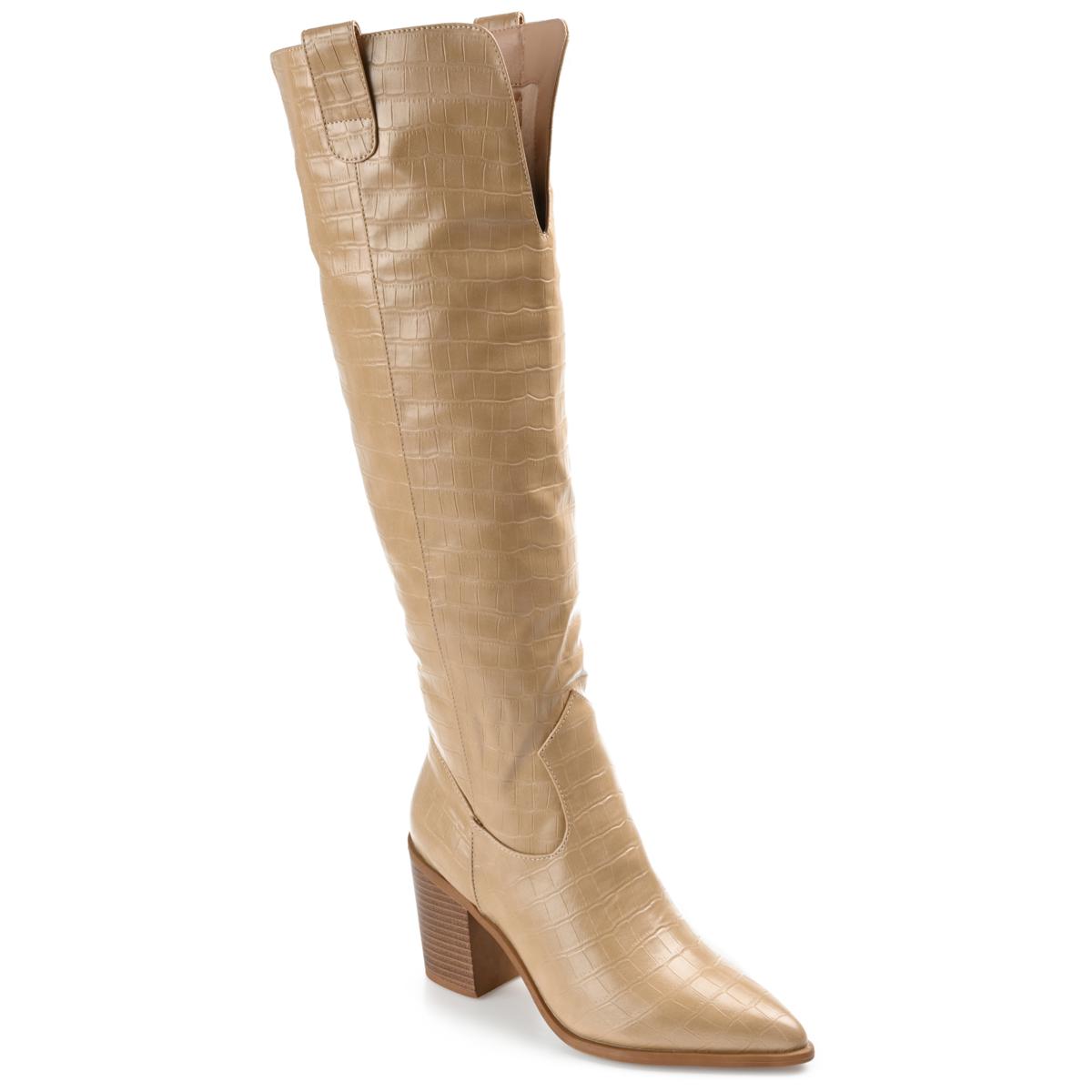 Journee Collection Womens Kaison Faux Suede Wide Calf Thigh-High Boots