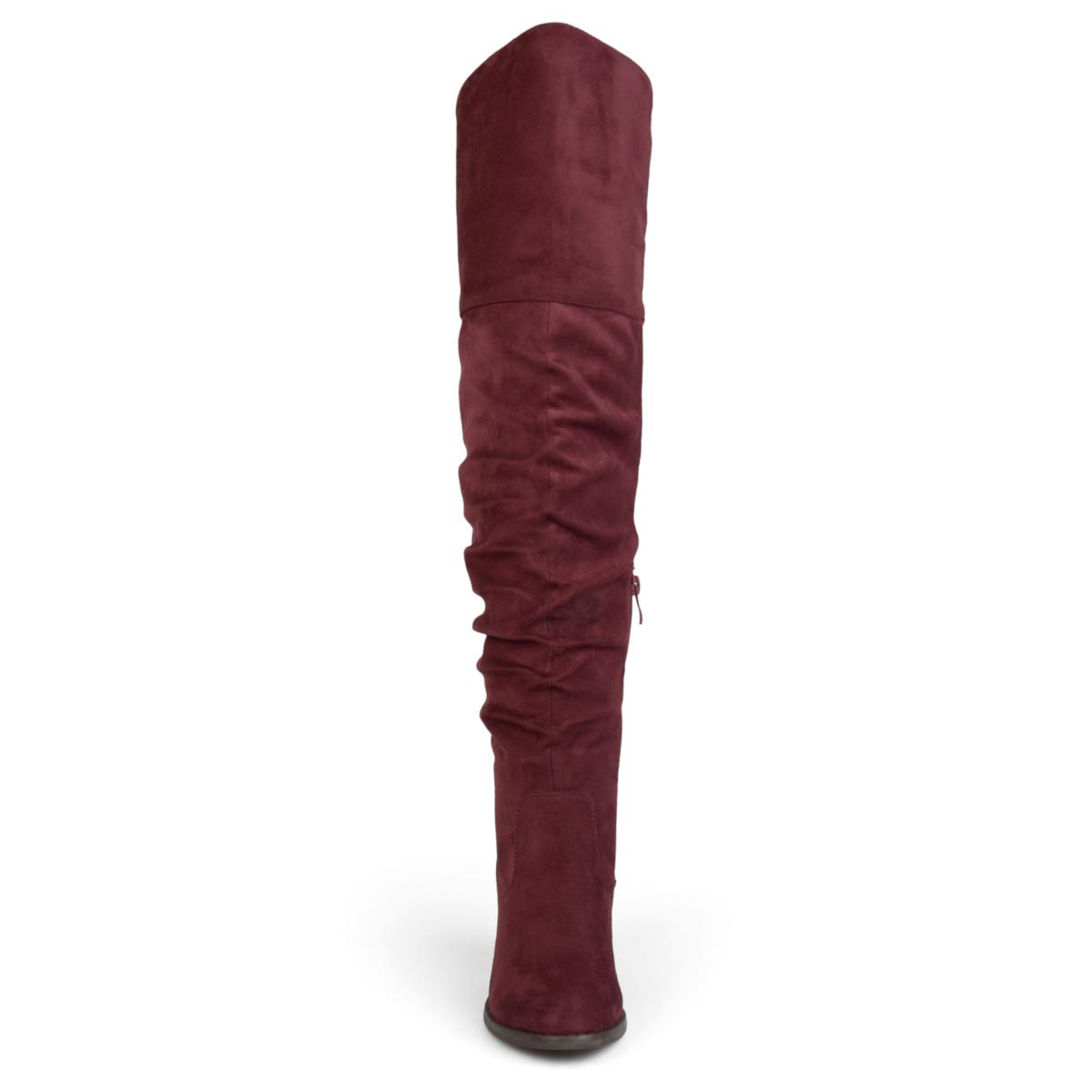 Burgundy knee high clearance boots wide calf