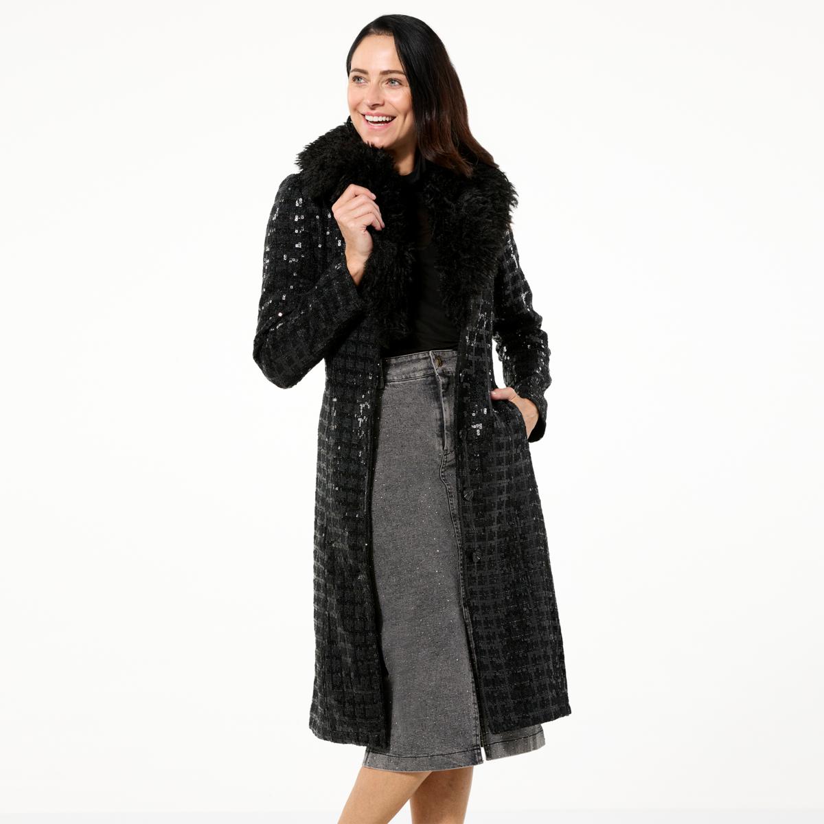 kathy ireland® Fashion 360 Memoirs Faux Fur Collar Trench Coat | HSN