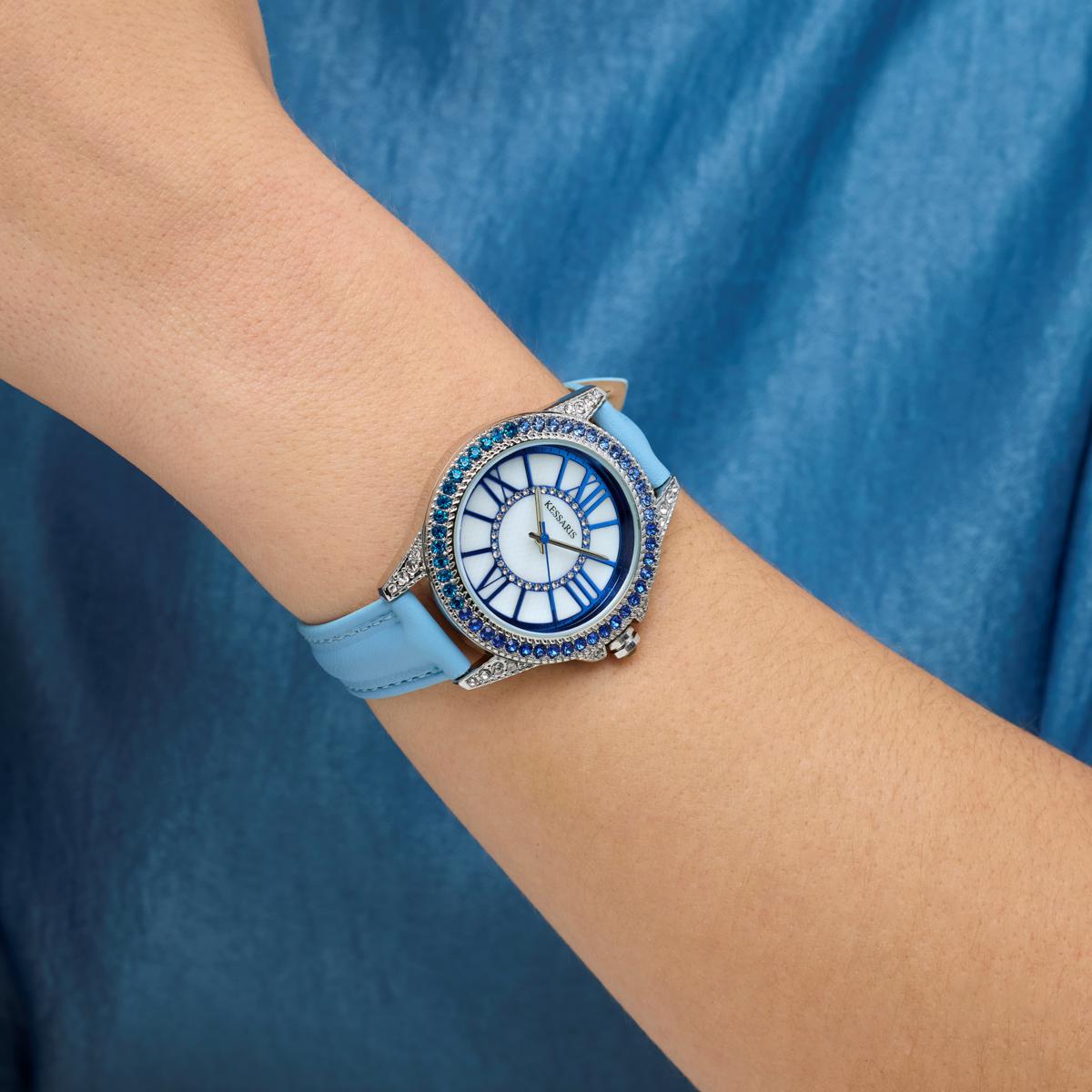 Kessaris Mother of Pearl Bracelet Watch Kessaris Mother-of-Pearl Dial Ombre Stone Watch w/Faux  main image 2