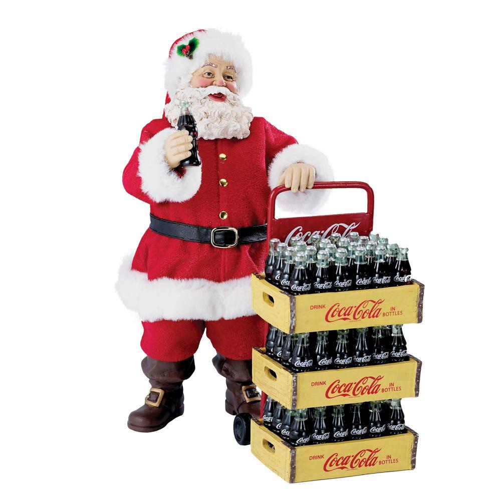 Kurt Adler 10.5" Coca-Cola Santa with Delivery Cart 2-piece Set