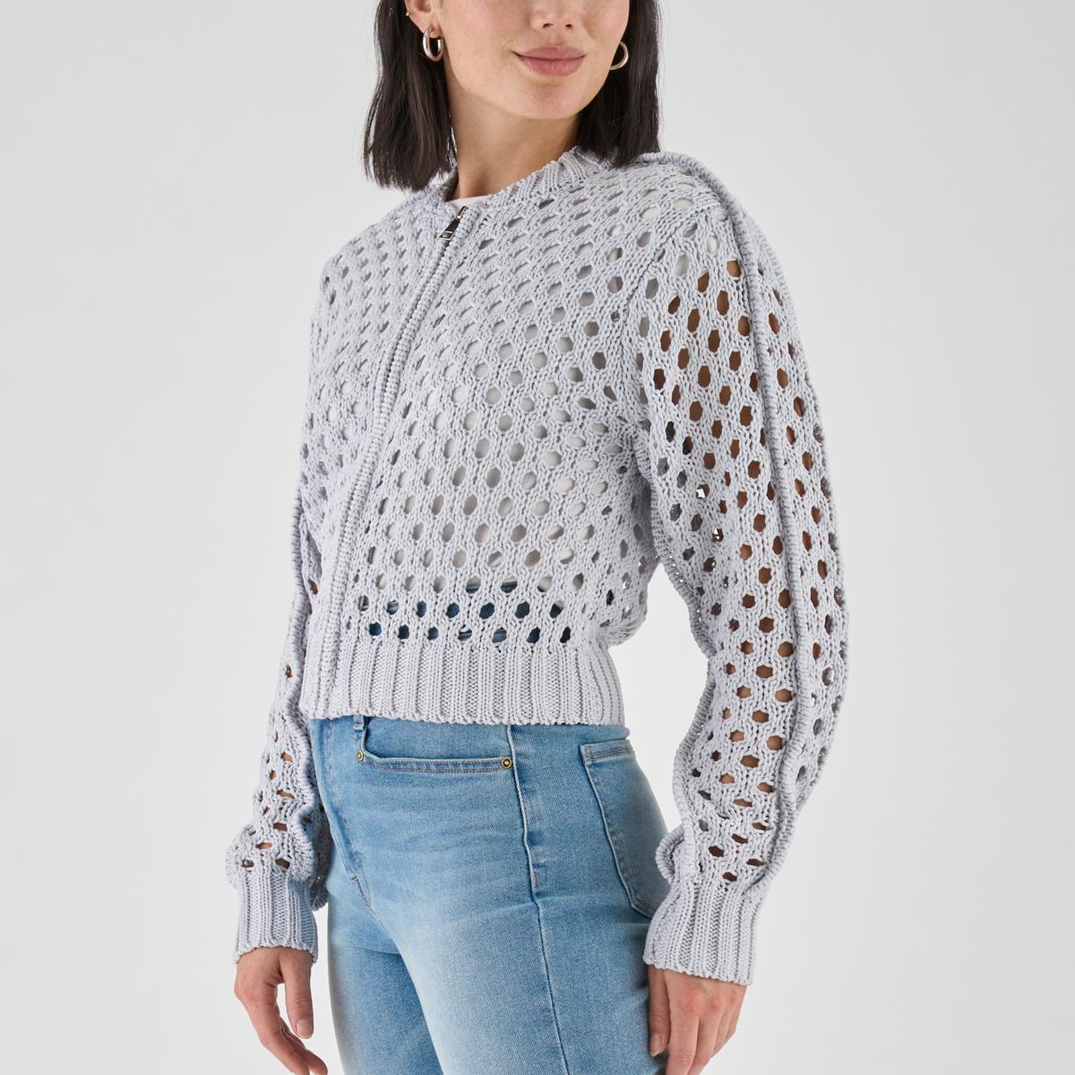 La Joie Crochet Stitch Bomber Jacket 22118054 HSN