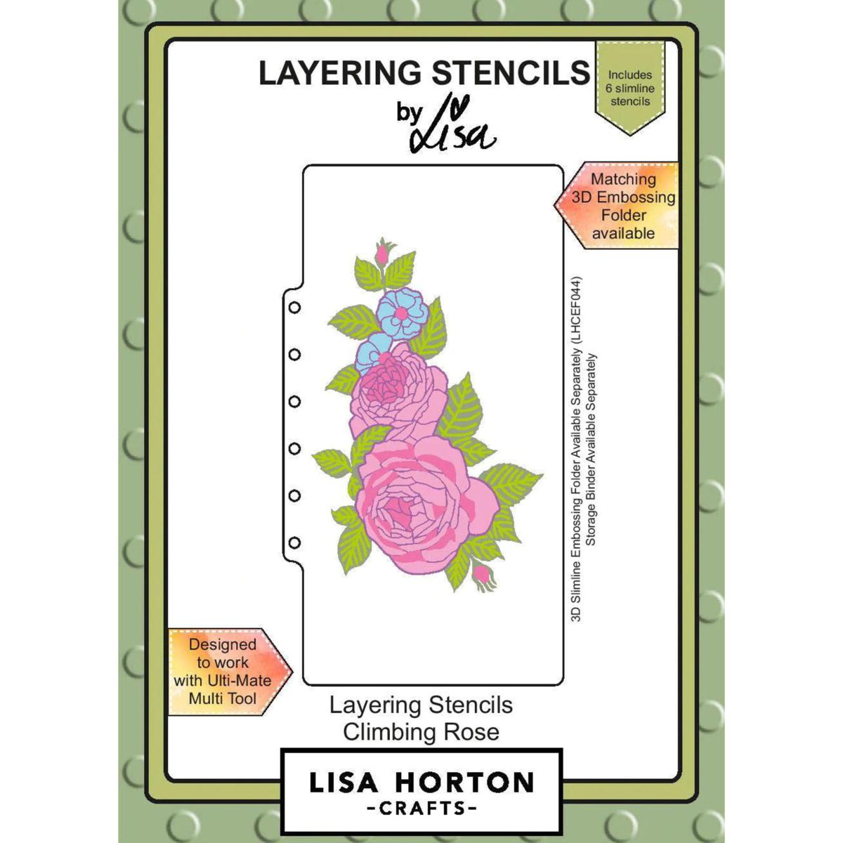 Lisa Horton - That Craft Place Climbing Rose Slimline Layering Stencil ...