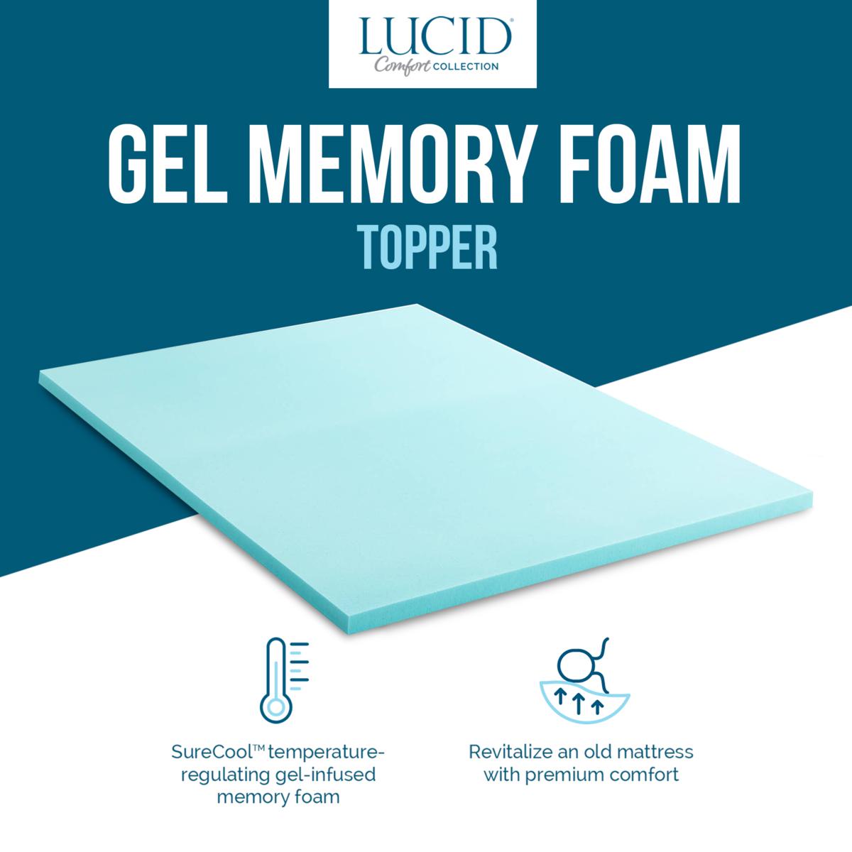 LUCID Comfort Collection 4-in D Memory Foam Queen Mattress Topper in the  Mattress Covers & Toppers department at