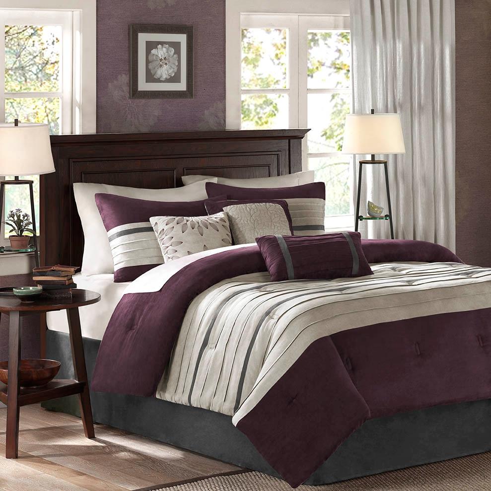 Madison Park Palmer Comforter Set King Plum 7198146 HSN