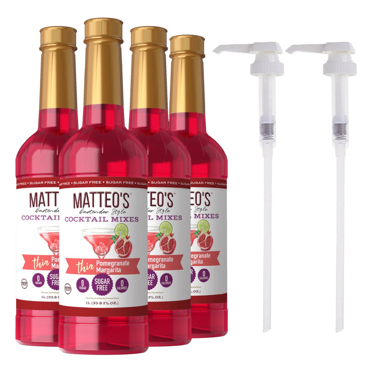 Matteo's 4-pack Sugar-Free Pomegranate Margarita Syrup w/2 Pumps HSN