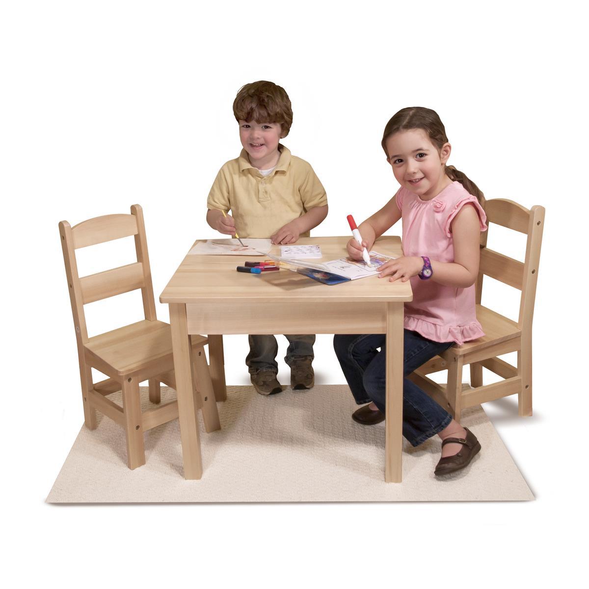 Melissa & Doug Wooden Art Table & Chairs Set - The Fun Company