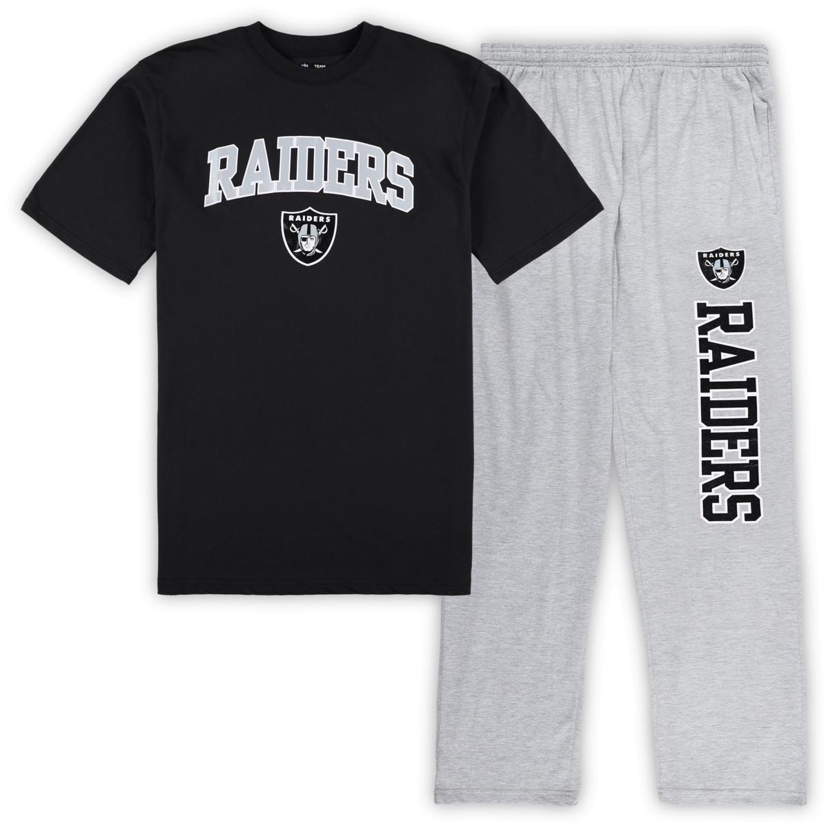 Men's Concepts Sport Black/Heather Gray Las Vegas Raiders Big & Tall T ...