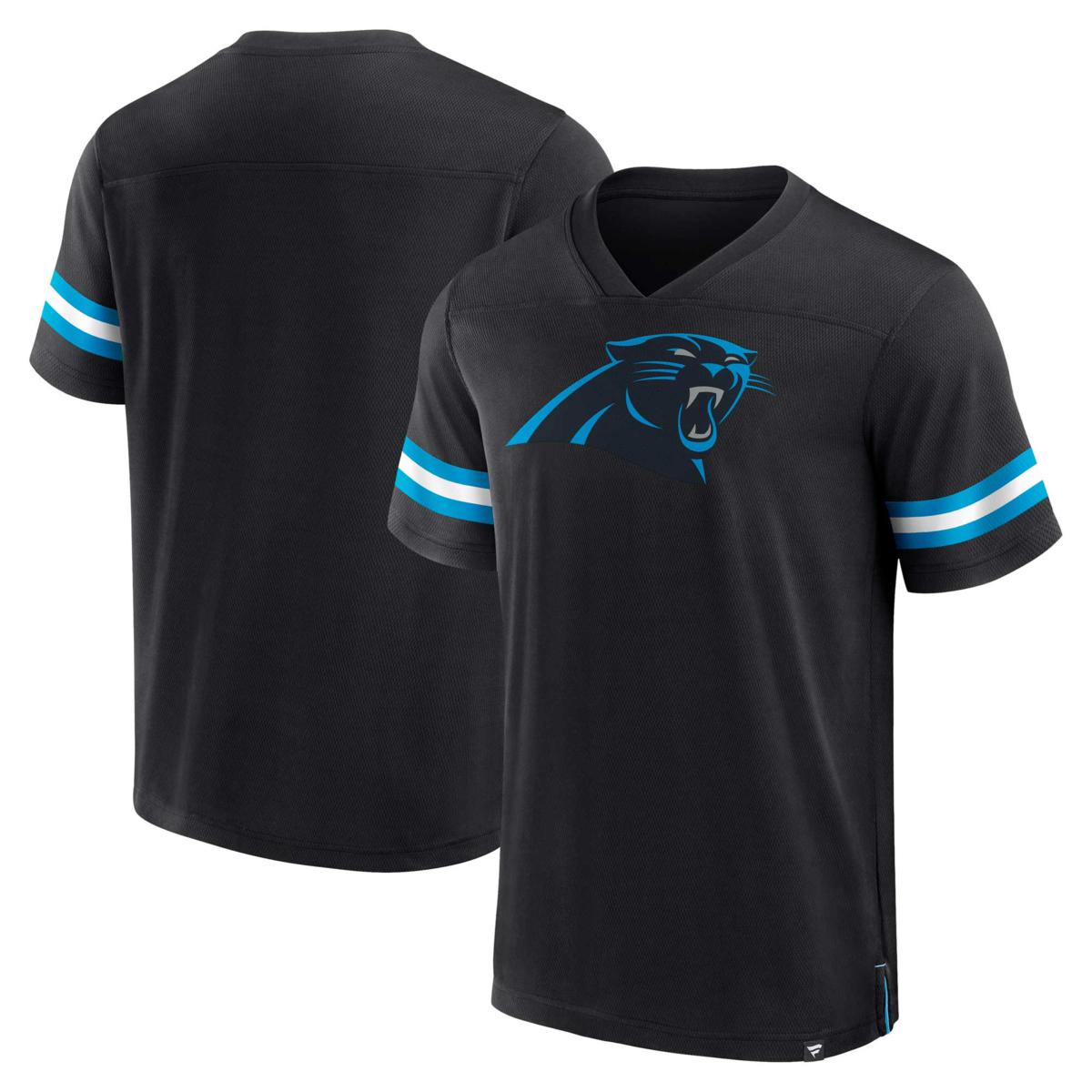 Men's Fanatics Branded Black Carolina Panthers Jersey Tackle V-Neck T ...