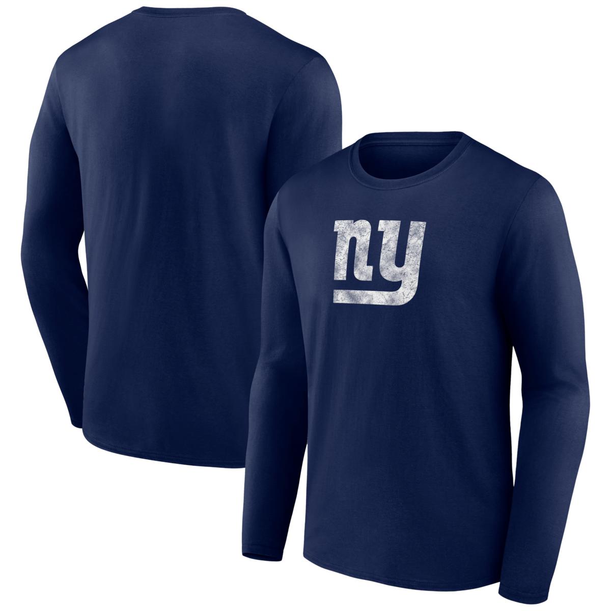 Men s Fanatics Branded Navy New York Giants Throwback Long Sleeve