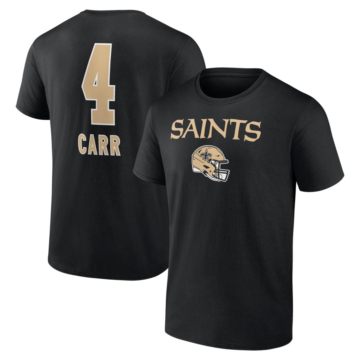 Men's Fanatics Derek Carr Black New Orleans Saints Team Wordmark Name ...