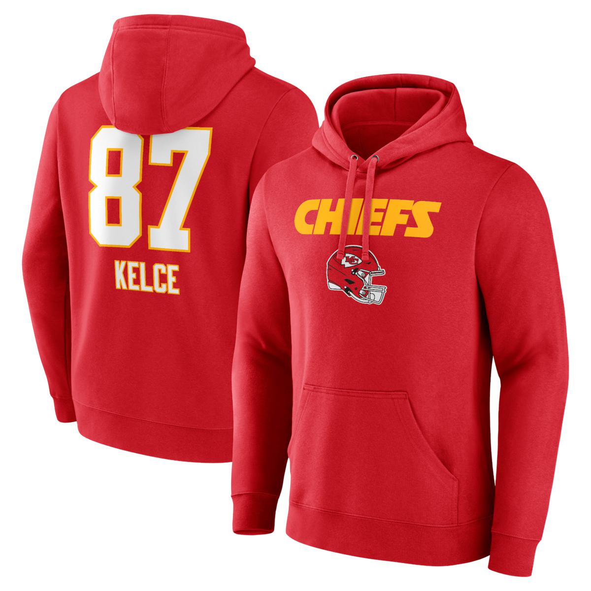 Men's Fanatics Travis Kelce Red Kansas City Chiefs Team Wordmark Player ...