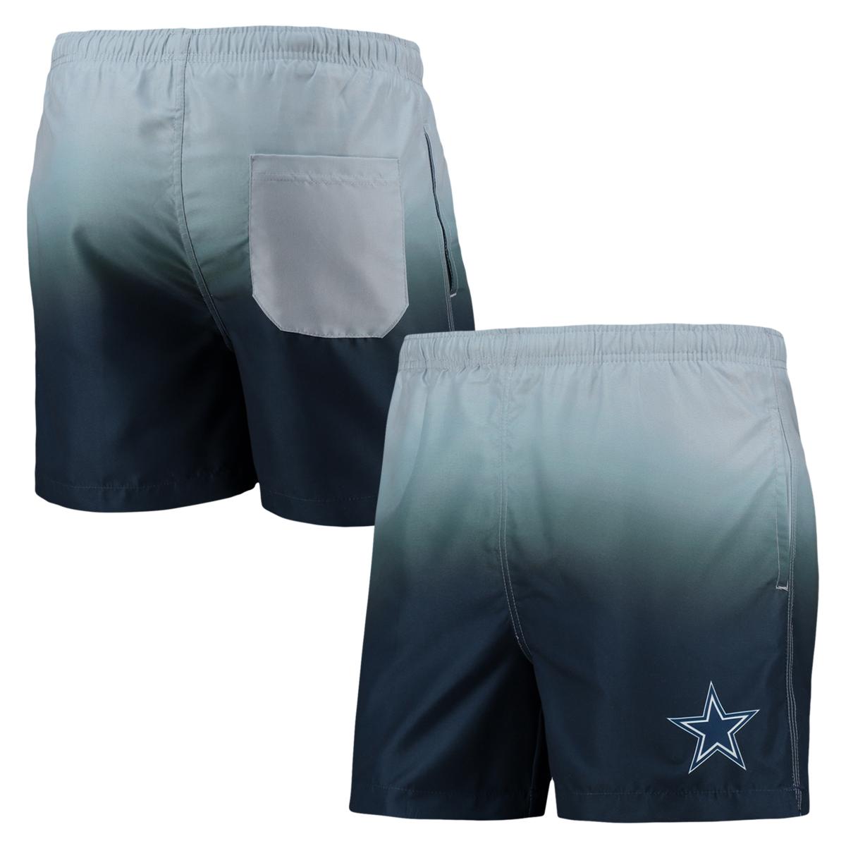 Men's FOCO Gray/Navy Dallas Cowboys Dip-Dye Swim Shorts